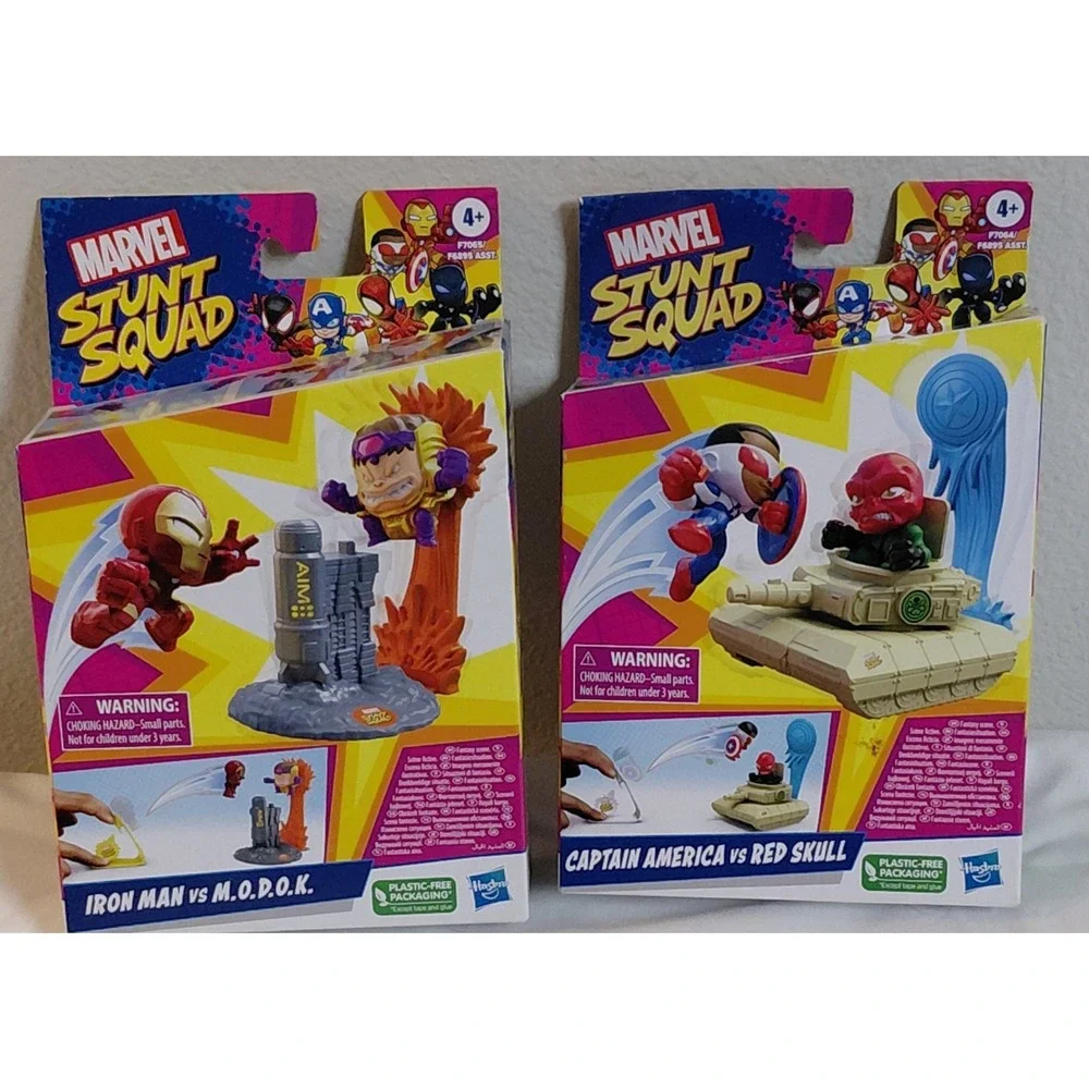 Marvel Stunt Squad Lot of 2 Iron Man MODOK Captain America Red Skull Hasbro